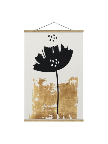 WALLART Stoffbild mit Posterleisten - Goldene Mohn Blume in Gold