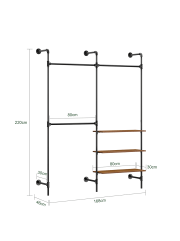 SoBuy Kleiderständer in Schwarz - (W) 46 x (H) 220 x (L) 168 cm