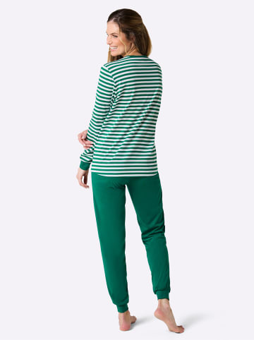 WITT WEIDEN Schlafanzüge in grün-weiß + steingrau-weiß