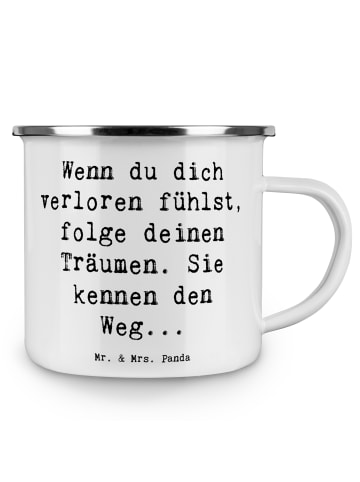 Mr. & Mrs. Panda Emaillebecher Spruch Selbstzweifel und Träume m... in Weiß