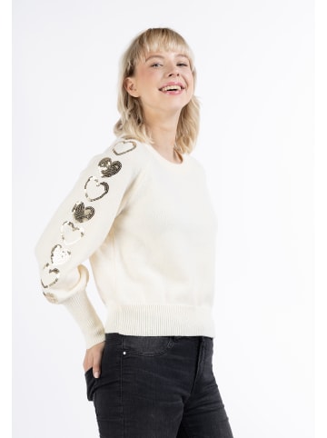 myMo Damen Strickpullover in Wollweiss