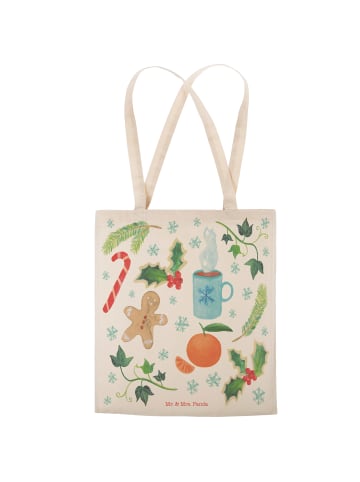 Mr. & Mrs. Panda Tote Bag Winter mit Spruch in Bunt