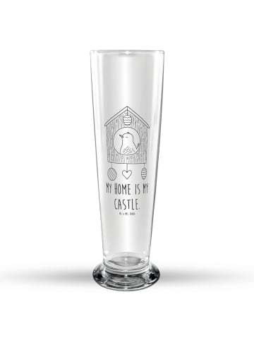 Mr. & Mrs. Panda Bierglas Vogel Haus mit Spruch in Transparent