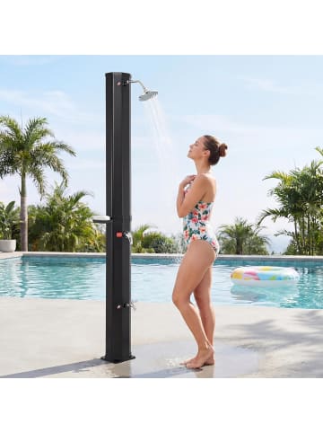 COSTWAY Solardusche 60L inkl. Abdeckung in Schwarz