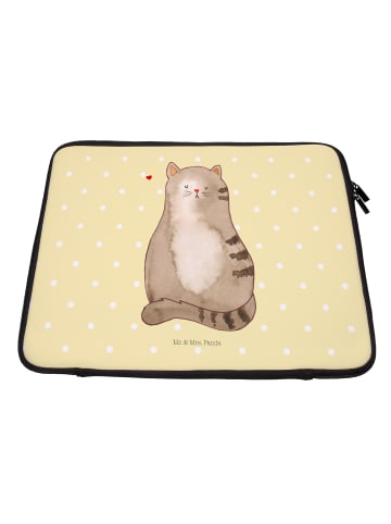 Mr. & Mrs. Panda Laptop Tasche Katze Sitzen ohne Spruch in Gelb Pastell