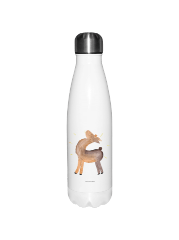 Mr. & Mrs. Panda Thermosflasche Lama Stolz ohne Spruch in Weiß