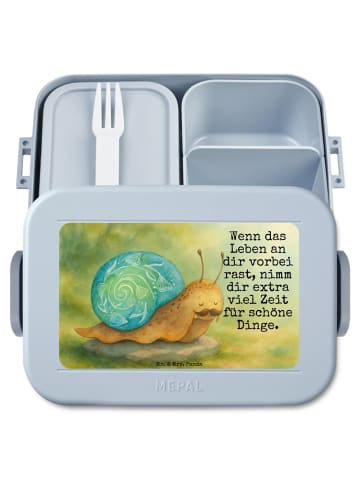 Mr. & Mrs. Panda Bentobox Schnecke Sir Design mit Spruch in Blau Pastell