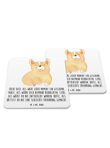 Mr. & Mrs. Panda Untersetzer Corgie mit Spruch in Weiß
