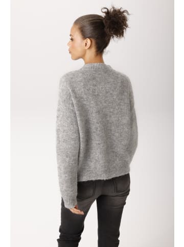 Aniston CASUAL Strickpullover in hellgraumeliert-wollweiß-apricot