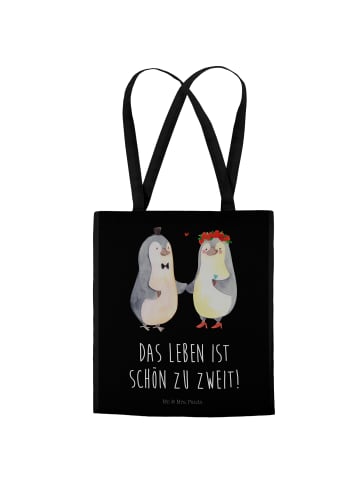 Mr. & Mrs. Panda Shopper Pinguin Heirat mit Spruch in Schwarz