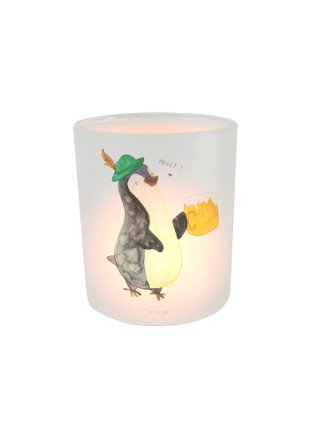 Mr. & Mrs. Panda Windlicht aus Glas Pinguin Bier ohne Spruch in Transparent