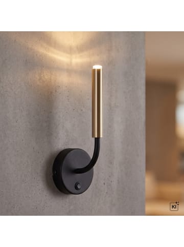 Licht-Erlebnisse Wandlampe (B)10 x (H)31 cm in Schwarz Messing
