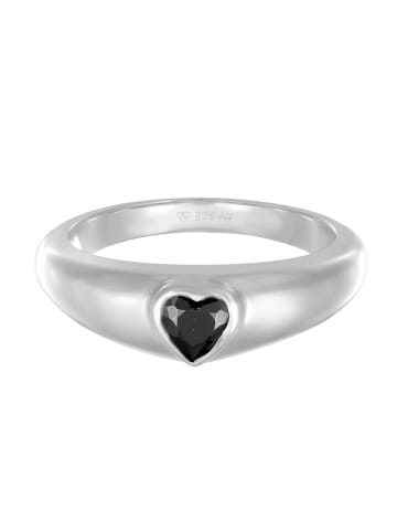 Elli Ring 925 Sterling Silber Herz in Schwarz