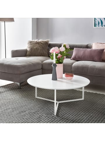 KADIMA DESIGN Couchtisch | MDF, Weiß, ø80cm, Metallgestell