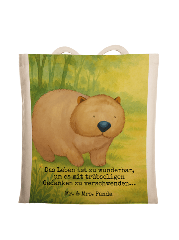 Mr. & Mrs. Panda Umhängetasche Wombat Design mit Spruch in Weiß