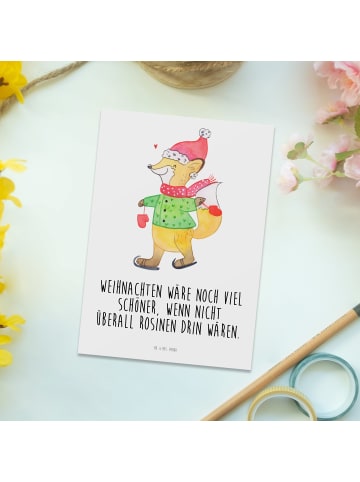 Mr. & Mrs. Panda Grußkarte Fuchs  Schlittschuhe mit Spruch in Weiß