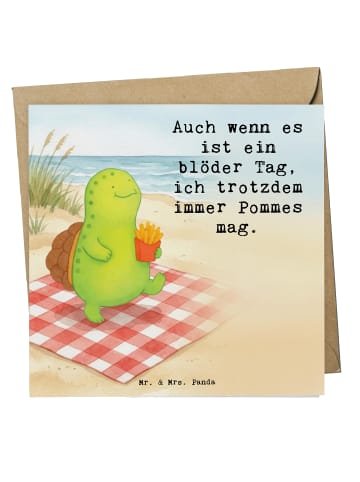 Mr. & Mrs. Panda Glückwunschkarte Schildkröte Pommes Design mit... in Weiß