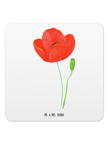 Mr. & Mrs. Panda Untersetzer für Gläser Blume Mohnblume ohne Spruch in Weiß