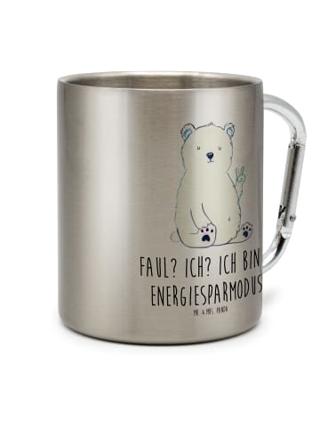 Mr. & Mrs. Panda Teetasse Eisbär Faul mit Spruch in Silber