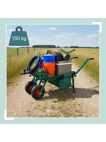 relaxdays Angelwagen-Transportwagen "2-Rad" in Grün - (B)145 x (H)65 x (T)55 cm