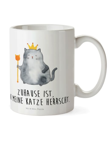 Mr. & Mrs. Panda Kindertasse Katze König mit Spruch in Weiß