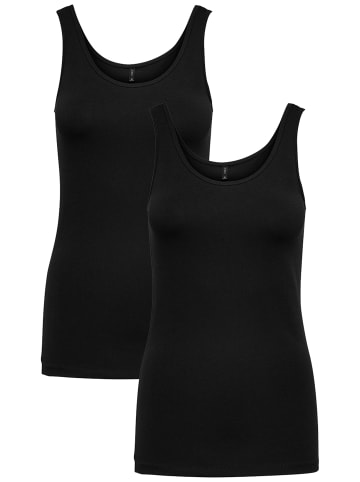 ONLY Tank Top 2-er Stück Pack Basic Shirt Set ONLLIVE in Schwarz-Schwarz