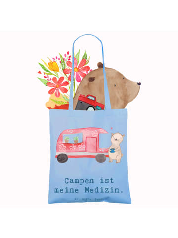Mr. & Mrs. Panda Tragetasche Bär Camper mit Spruch in Sky Blue