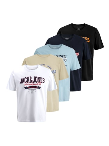 Jack and Jones 5er Pack Logo Tee SS O-Neck in Mehrfarbig