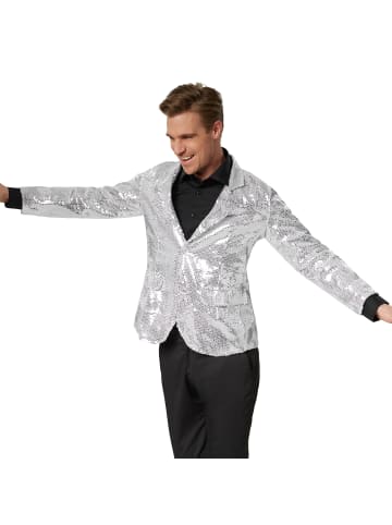 tectake Herren-Jackett mit glitzernden Pailletten, silber