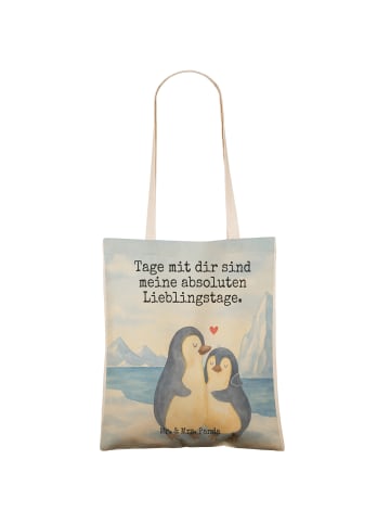 Mr. & Mrs. Panda Tote Bag Pinguin umarmen Design mit Spruch in Weiß