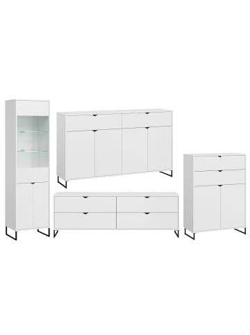 Feldmann-Wohnen Wohnzimmer-Set 4-teilig Caseres weiß 444 / 38 / 184cm