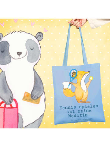 Mr. & Mrs. Panda Shopper Fuchs Tennis spielen mit Spruch in Sky Blue