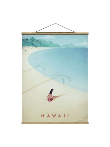 WALLART Stoffbild mit Posterleisten - Reiseposter - Hawaii in Creme-Beige