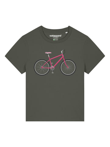 wat? Apparel T-Shirt Pink Bike in Khaki