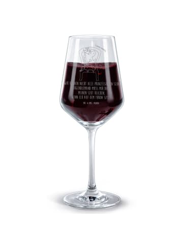 Mr. & Mrs. Panda Rotwein Glas Einhorn König mit Spruch in Transparent