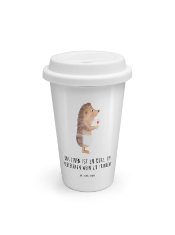 Mr. & Mrs. Panda Kaffeebecher Igel Wein mit Spruch in Weiß
