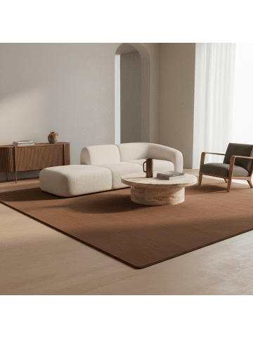 KADIMA DESIGN Teppich Kurzflor Waschbar Einfarbig LECH Microfaser OEKO-TEX in Braun