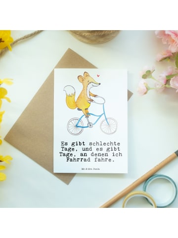 Mr. & Mrs. Panda babykarte Fuchs Fahrrad fahren mit Spruch in Weiß