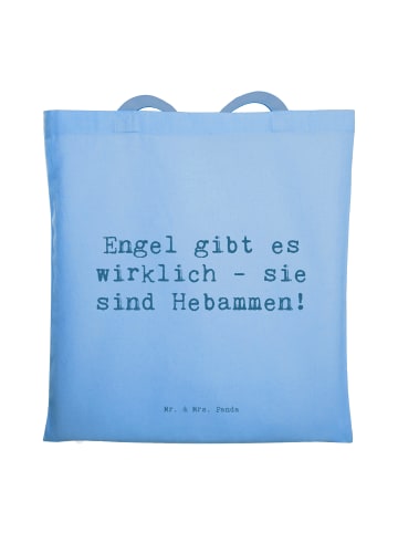 Mr. & Mrs. Panda Shopping Tasche Spruch Hebamme Engel mit Spruch in Sky Blue