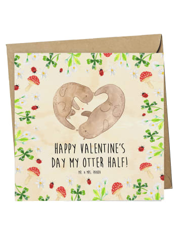 Mr. & Mrs. Panda Glückwunschkarte Otter Valentine mit Spruch in Naturpapier