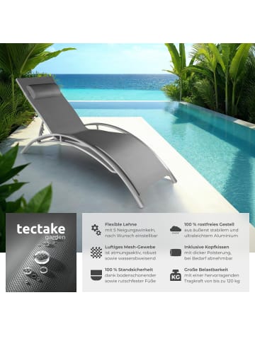 tectake Aluminium Sonnenliege, wetterfest und UV-beständig, 180 x 59 x 50 cm