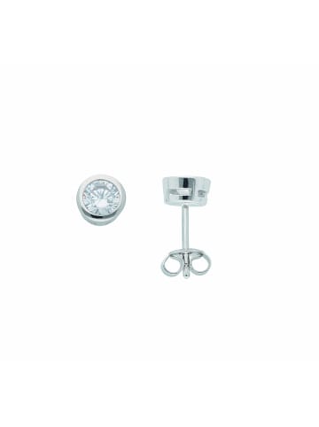Adeliás Damen 925 Silber Ohrringe / Ohrstecker mit Zirkonia Ø 6,5 mm in silber