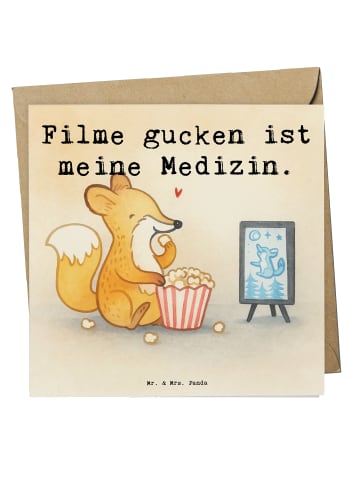 Mr. & Mrs. Panda Grußkarte Fuchs Filme gucken Design mit Spruch in Weiß