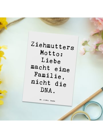 Mr. & Mrs. Panda Postkarte Ziehmutter Liebe mit Spruch in Weiß