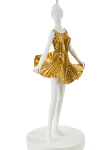 Mauro Ferretti Ballerina Tischleuchte aus weißem und goldenem Kunstharz, Ø 32 x 90,5 cm