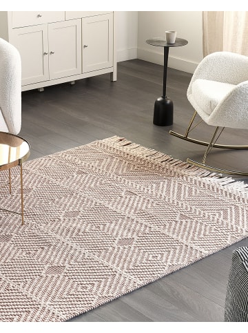 Beliani Geflochtener Teppich KESTEL in Beige/Braun - (W) 160 x (L) 230 cm