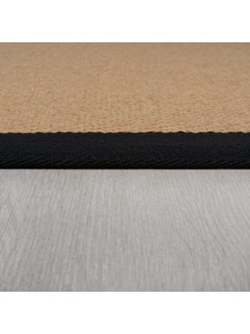 KADIMA DESIGN Jute-Teppich mit Naturkautschuk-Rücken für aktive Bereiche in Braun-Schwarz
