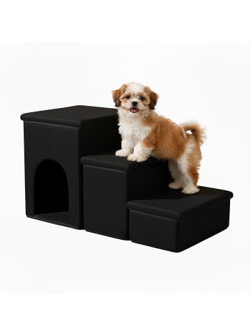 relaxdays Hundetreppe in Schwarz - (B)75 x (H)43 x (T)33 cm