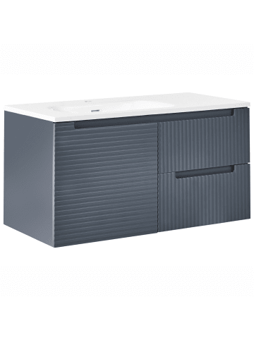 Beliani 2-tlg Badezimmerschrank mit Waschbecken VALA in Grau/Weiß