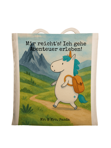Mr. & Mrs. Panda Tüte Einhorn Bergsteiger Design mit Spruch in Weiß